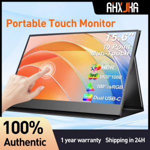 AHXJKA Portable Monitor 15.6" FHD 1080P Travel Monitor for Laptop Ultra-Slim HDR IPS Computer Gaming Display USB-C HDMI Screen Extender With TouchFunction Compatible With Laptop PC Phone PS4/PS5 Switch