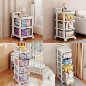 Rak Troli Susun Serbaguna Rak Salon Dapur Rak Penyimpanan Kereta Dorong Laci Kabinet Transparan