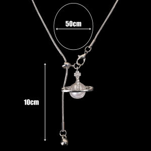 สร้อยคล้องคอห้อยไข่มุกดาวเสาร์สุดสร้างสรรค์ Y2K เกาหลีพู่ยาวพู่ห้อยสำหรับตกแต่งเสื้อผ้าสร้อยคอ