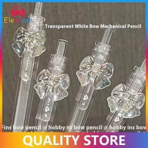 [Eleanor] 1 4PCS 0.5 0.7mm 2B Refill Cute Automatic Pencils Kawaii Transparent Color Bowknot Mechanical Pencil School Office Supplies Stationery