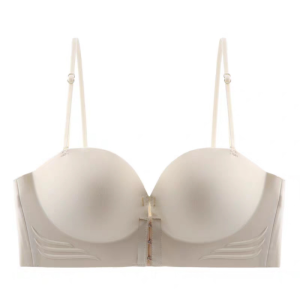 Front Closure Strapless Bras For Women Seamless Push Up Brassiere Thick Soft Underwear Solid Color Adjustable Invisible Lingerie