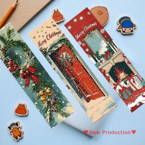 New Production💖 30pcs Cartoon Retro Christmas Bookmarks Reading Pages Books Annotated Students Stationary Supplies DIY Aesthetic Bookmark