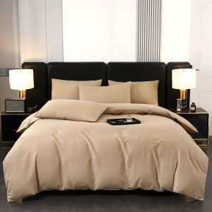 Minimalist Nordic Style Washed Cotton Solid Color Four-Piece Set Naked Sleep Bed Sheet Bed Skirt Duvet Cover Three-Piece Set Dormitory Bedding LZD