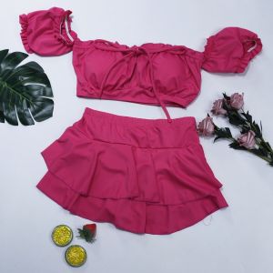 Đồ bơi nữ bikini 2 mảnh quần váy áo ngắn tay nhúng ngực Bin Sports BHV151