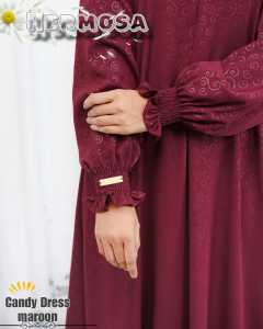 Abaya hermosa wolfis embos motif candy marun-Abaya manset karet-abaya maroon syari manset smoke
