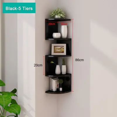 5 Tier Minimalist Floating Wall Mount Corner Shelves Rack Display Wall Decor Book Shelf#lf002#ZWL08
