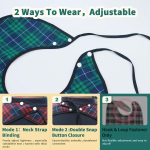 Bibs for Men Pack of 3 - Reusable Bibs for Eating Clothing Protector with Crumb Catcher Waterproof & Machine Washable Large Bids for Elderly Seniors Gifts for Men/Dad/Father