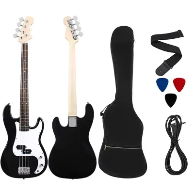 KAWES Gitar Bass Listrik ST dengan Badan Maple 4 Senar Ukuran Penuh Gaya PB Paket Pemula