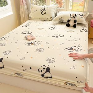 Cartoon Panda Fitted Bed Sheets Cotton 100% King Queen Size Anti Slip Mattress Cover with Elastic Bands Single Double Bed Sheets2026