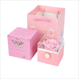 Ring Box Box Cincin Nikah Lamaran Hidden Rotating Jewelry Box Eternal Rose Kotak Perhiasan Cincin