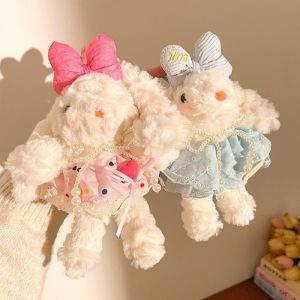YUDESHUI Phim hoạt hình Móc khóa nhung Đồ nhồi bông Tai dài  dây chuyền búp bê thỏ  Mềm mại Búp bê nhồi bông hoạt hình Phụ kiện túi xách