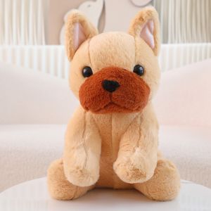 JOJO CASTLE 34/42cm Reallife Bulldog Dog Plush Toy Stuffed Lifelike Fluffy Dog Puppy Doll Soft Pillow Home Decor Birthday Gift for Children
