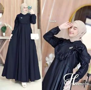 Pabrik Baju HEENAFA DRESS BO Bahan TOYOBO Gamis Dres Wanita Terbaru 2022 Gamis Wanita Terkini Dress Wanita Muslim Polos Elegan