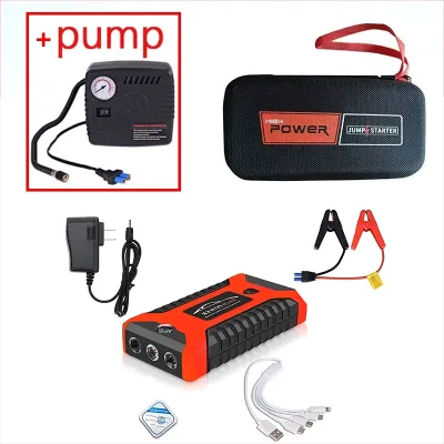 จั๊มสตาร์ทรถ12v จั๊มสตาทรถยนต์ 2-in-1 99800MAH 4USB จั้มสตาร์ท พกพา jump start จอแสดงผ ดิจิตอล จัมสตาร์รถยนต์ ชาร์จเร็ว จั้มสตาร์ท ไฟฉุกเฉิน จั้มสตาร์ท พกพา พร้อมปั๊มลม จั๊มสตาร์ทรถ จ้ำสตาสรถยนต์ ที่จั้มสตาร์รถ จั้ม สตาร์ท พกพา จั๊มสตาร์ทรถ พร้อมปั๊มลม