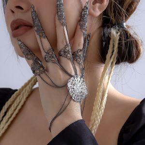 NPIQL Party Accessories Dark Series Jewelry Photo Pros Queen Finger Tip Protection Korean Style Hand Rings Women Jewelry Accessories Knuckle Rings Finger-cot Bracelet Nail Rings with Bracelet