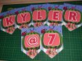 PINK, BLUE COCO- MELON PER LETTER birthday BANNER, Party, Name Banner, Happy Birthday PARTY. 