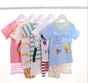 Baby Thailand ชุดเสื้อผ้าเด็ก ชุดนอนเด็ก ผ้านุ่มใส่สบาย ชุดนอนเด็ก ชุดนอนเด็กโต [เซ็ต2ชิ้น เสื้อกับกางเกงขาสั้น] ผ้านิ่ม