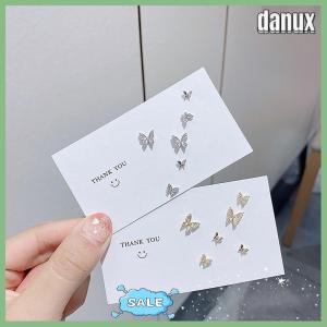 danux 6Pcs set Simple Stud Earring Set For Women Butterfly Zircon Earrings Girl Party Wedding Engagement Jewelry Accessories