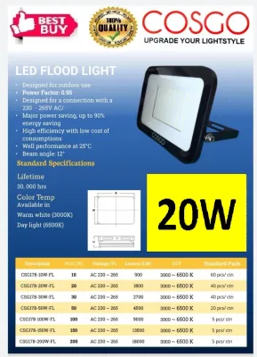 COSGO 20W LED FLOOD LIGHT (3000k/6500k)