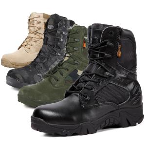 TOMITANY High Cut Side Zipper Tactical Boots Shoes for Mens Leather Shoes Non Slip Biker Boots Casual Mountaineering Boots for Training Outdoor Trekking Hiking