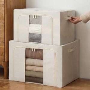 PHANT Large Capacity Clothes Storage Bins Dust-proof Folding Toys Storage Box Rectangular with Window Pants Storage Box for Bedroom