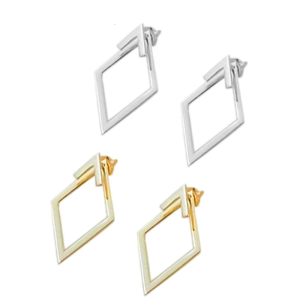 Minimalist Diamonds Studs Earrings High Quality Copper Diamonds Earrings with Double Layer Design for Gatherings