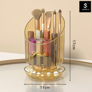Luxury Rotating Cosmetics Makeup Brush Storage Eyeshadow Lipstick Eyebrow Pencil Storage Box