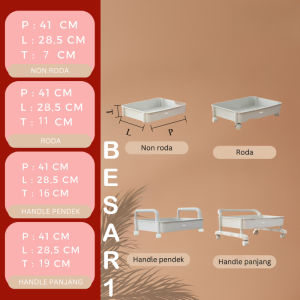LEORA BESAR Rak Susun Serbaguna Sudut Plastik Jumbo Buku Sepatu bumbu Piring Dapur Toilet Roda Kait