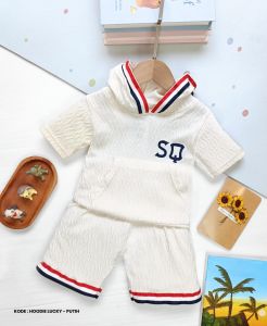 Setelan anak laki laki Hoodie baju bayi motif Lucky