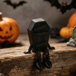 BABYBANG 3D Printed Coffin Figurine Novelty Gothic Movable Joint Figurine Funny Unique Halloween Figure Ornament  Decor