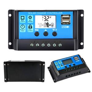 🔥【24 hours shipping】Original 30A PWM Solar Charge Controller 12V/24V Bat Regulator Solar Panel Controller LCD Display with Dual USB Port 5V Output Solar Cell Panel