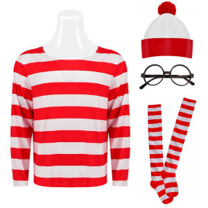 Trang phục hóa trang Halloween Vori thông minh (trong anime) Wheres Wally Quần áo gia đình cosplay Quần áo