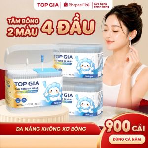 Combo 3 hộp 900 que tăm bông ngoáy tai Topgia 4 đầu đa năng vệ sinh mềm mịn an toàn