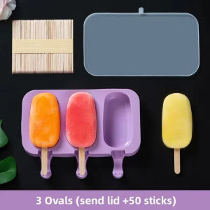 3 Grids Silicone Mould Popsicles Ice Molds With Lid Food Grade DIY Ice Cream Mould Tools