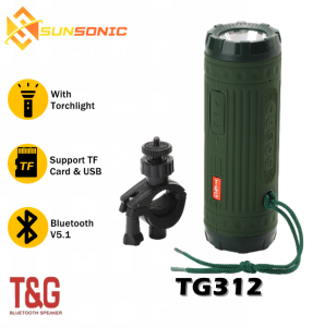 T&G TG312 TWS Portable Wireless Bluetooth V5.1 Hi-Fi Sound with Torchlight & Bicycle Clip Stand Speaker