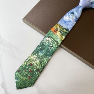 NEXASHOP Flower Oil Painting Mens Ties Vintage Van Gogh Casual Necktie Unique Polyester Slik Bow Tie Shirt Party Accessories