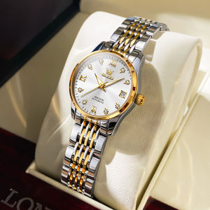 OLEVS 6673 Women Mechanical Fashion Watch Gift Round-dial Stainless Steel Watchband Wristwatch Calendar Luminous