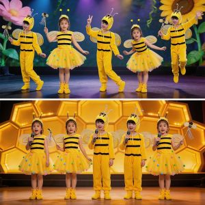 DOOUR Carnival Party Children Bee Costumes Cute Role-Play Animal Cartoon Costumes Fashion Dance Costumes Performance Clothes Kids Boys Girls