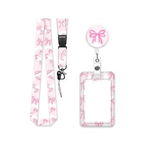 Vertical Holder and Neck Lanyard Set Butterfly Identity Protectors Retractable ABS Holder for Office