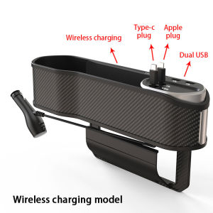 SEAMETAL Car Seat Storage Box Interior Auto Seat Gap Organizer Box Water Cup Holder Wireless Car Charger PD20W USB Charging