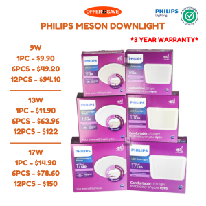 [Local Set] [3 Year Warranty] Philips Meson LED Downlight Ceiling Light 9W/13W Round/Square [Bundle Deal Available]