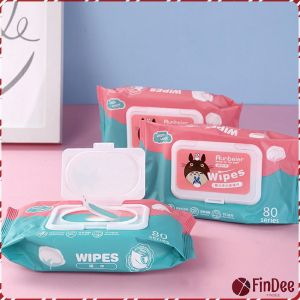 FinDee ทิชชู่เปียกทำความสะอาด ทิชชู่เปียก กระดาษทิชชู่เปียก ทิชชูเปียก 80 แผ่น Baby hand and mouth wipes