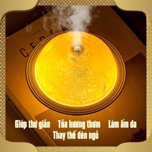 Máy Xông Tinh Dầu Mặt Trăng Đổi Màu 3 Chế Độ Đèn Ngủ Tạo Ẩm Phun Sương Trang Trí Phòng 200ml