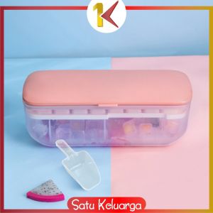 SK-C873 Cetakan Es Batu Mode Tekan Press Dengan Wadah Free Sendok Plastik / Tempat Penyimpanan Ice Cube Container Pencetak Es Batu Anti Pecah