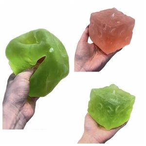 PRETTY Non-Bounce Cheese Squishy Toy Frosted Matte Super Soft Cheese Cube Ball Novelty Square Sensory Fidget Ball Xmas Gift