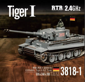 Heng Long 2.4G Remote Control Tank 1/16 German Tiger Battle RC Tank 7.0 Upgraded Version with Infrared Metal Track