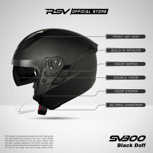 Helm Motor Helm Half Face SNI HELM RSV SV300 BLACK DOFF DOUBLE VISOR HELM SNI DOT & ECE R22.05