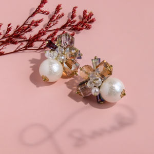 Her Lab Jewelry | Real 18k Gold Ladies Earrings Fashion High-end Gemstone Korean Earrings Elegant 925 Silver Needle Hypoallergenic Earrings Round Personality Shell Earrings