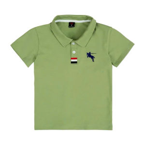 Áo thun polo cổ bẻ tay ngắn bé trai  thêu ngựa kiếm (từ 14 kg đến 42kg)