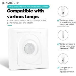 [LIXIAOJU] AC 220V LED PIR Motion Sensor Light Switch Infrared Human Body Detection Auto On Off Light Smart Switch For Corridor Staircase
